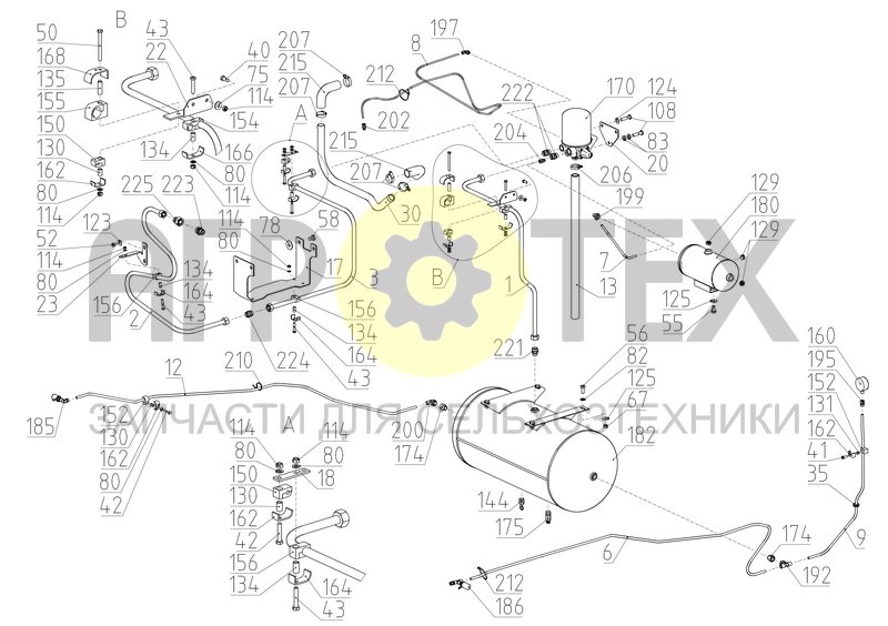 Установка пневмосистемы (1401.31.09.000) (№35 на схеме)